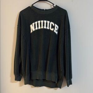 Dark Green Sweater with White Lettering